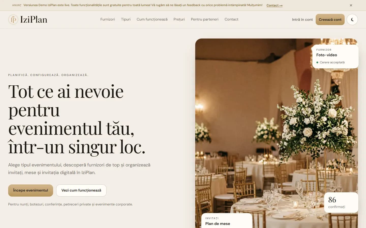 Captură de ecran a site-ului IziPlan